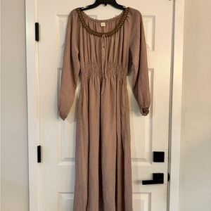 Elegant Brown Long Sleeve Dress